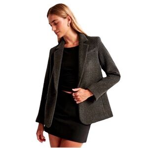 Abercrombie wool gray houndstooth blazer